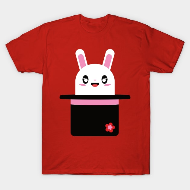 Cute Rabbit In Magicians Hat T-Shirt by StimpyStuff